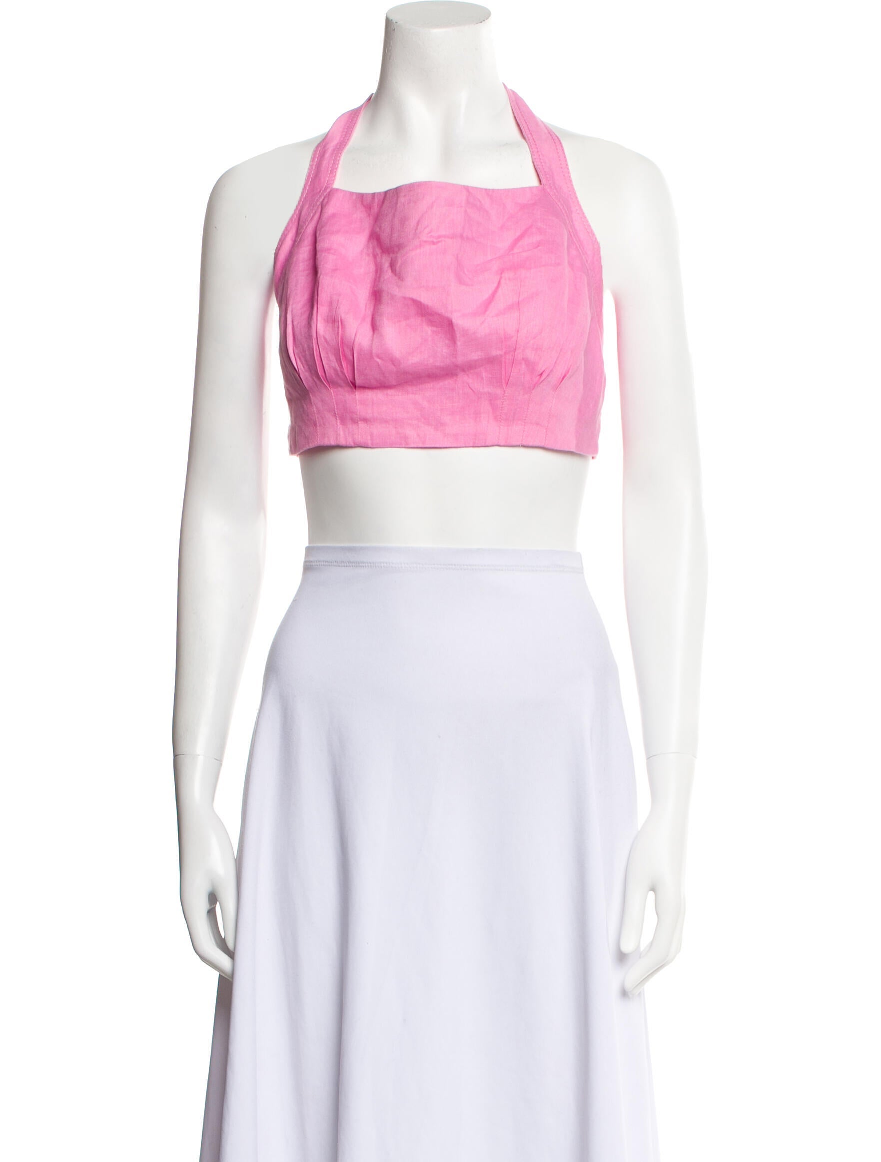 Aje Linen Halterneck Crop Top